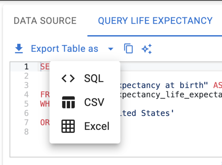 Export Table